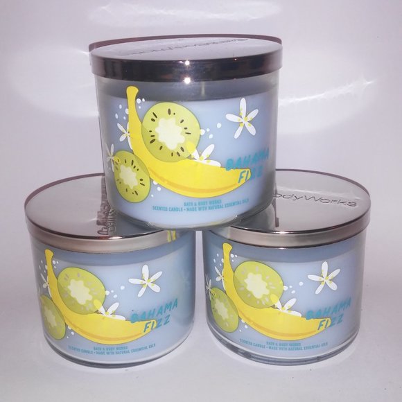 Set of 3 Bath &‎ Body Works Scented Candle 3 Wick Bahama Fizz - Picture 2 of 7
